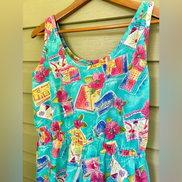 TROPICAL ESCAPE vintage romper Hawaiian tropical hotel hibiscus romper sz M EUC - Picture 8 of 13